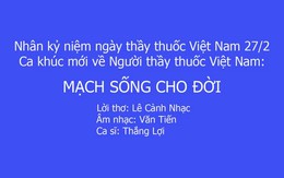 Ca khúc Kỷ niệm Ngày Thầy thuốc Việt Nam: Mạch sống cho đời